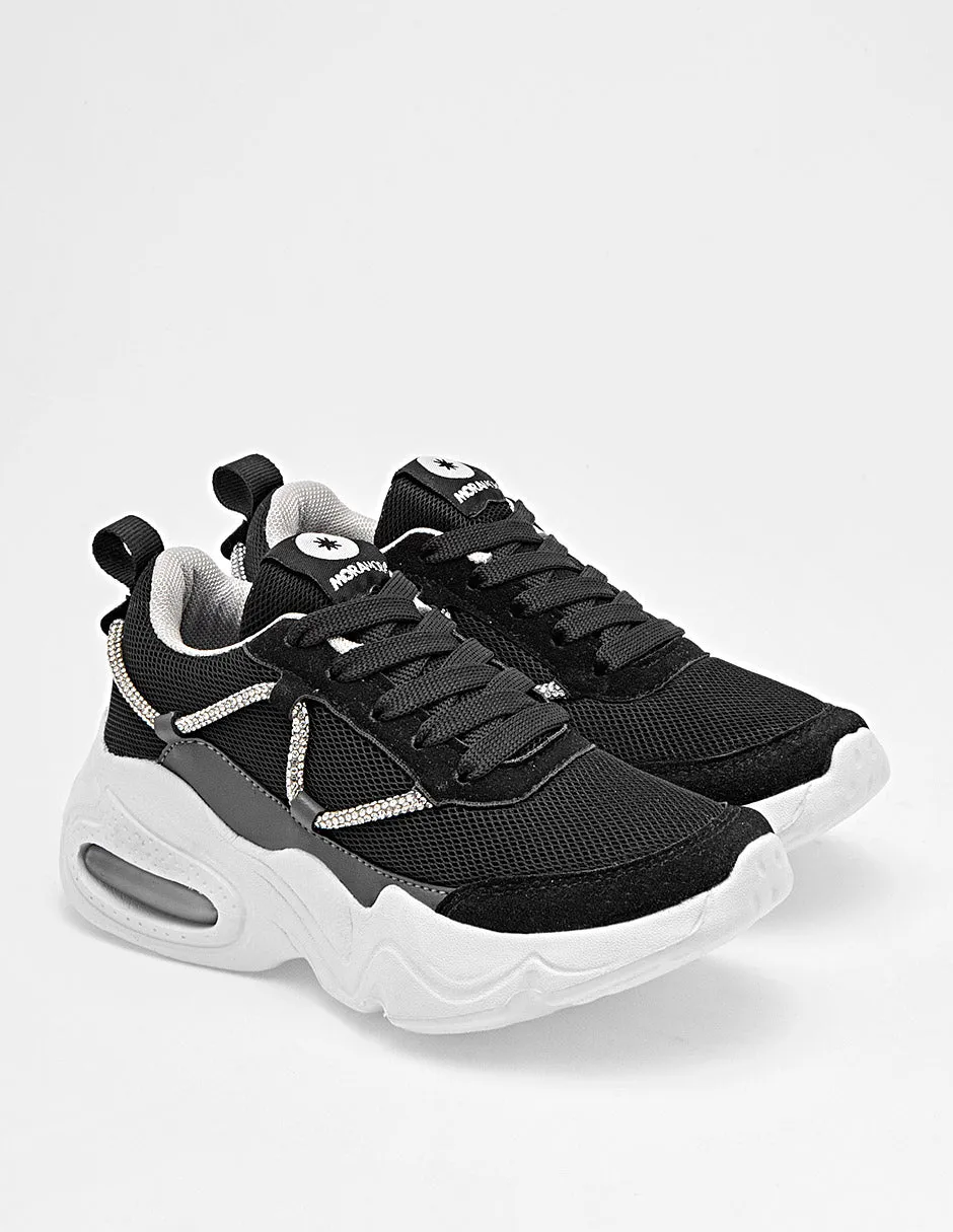 Tenis suela chunky Azul color negro para niña cod. 128756
