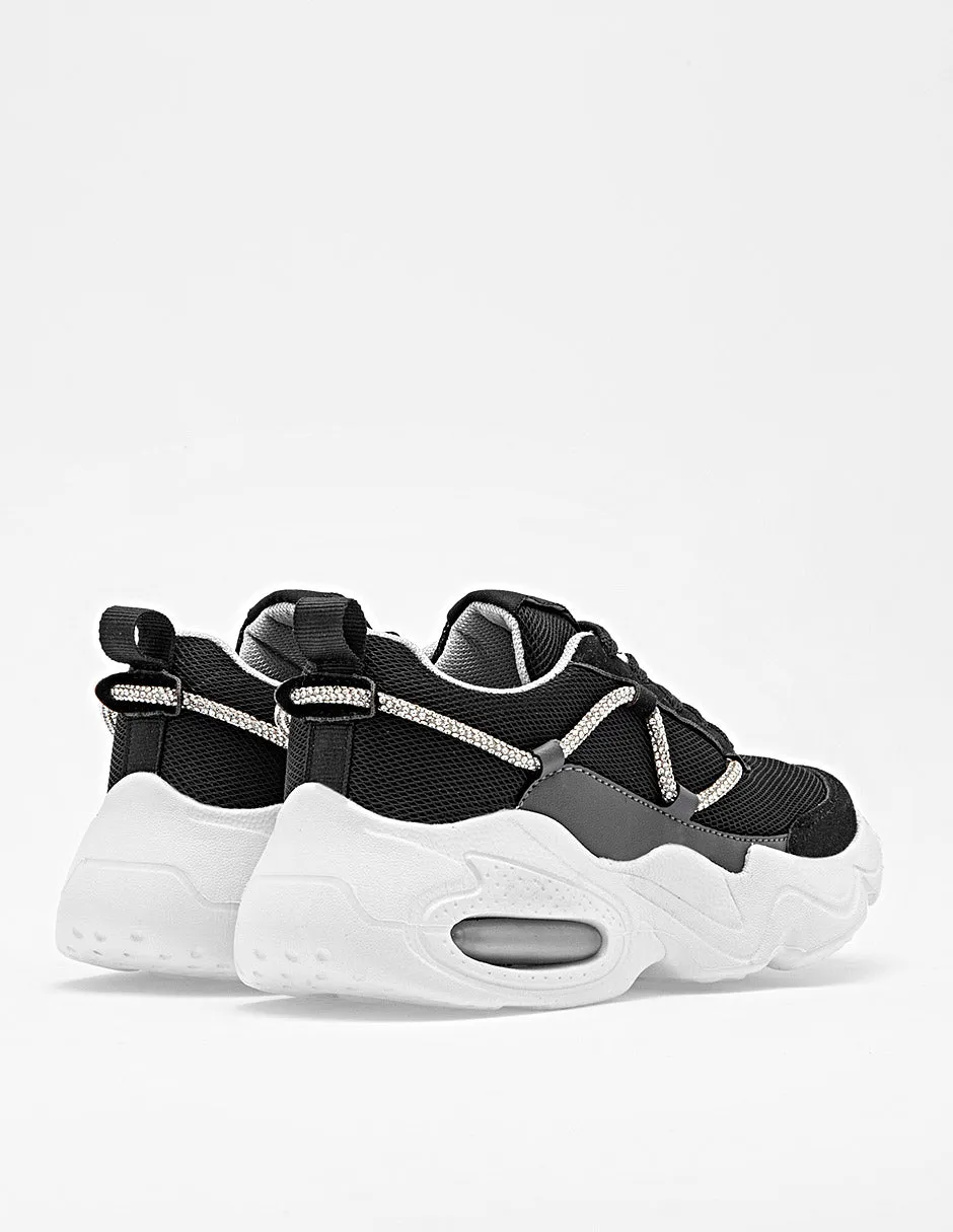 Tenis suela chunky Azul color negro para niña cod. 128756