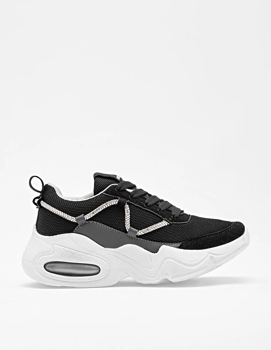 Tenis suela chunky Azul color negro para niña cod. 128756