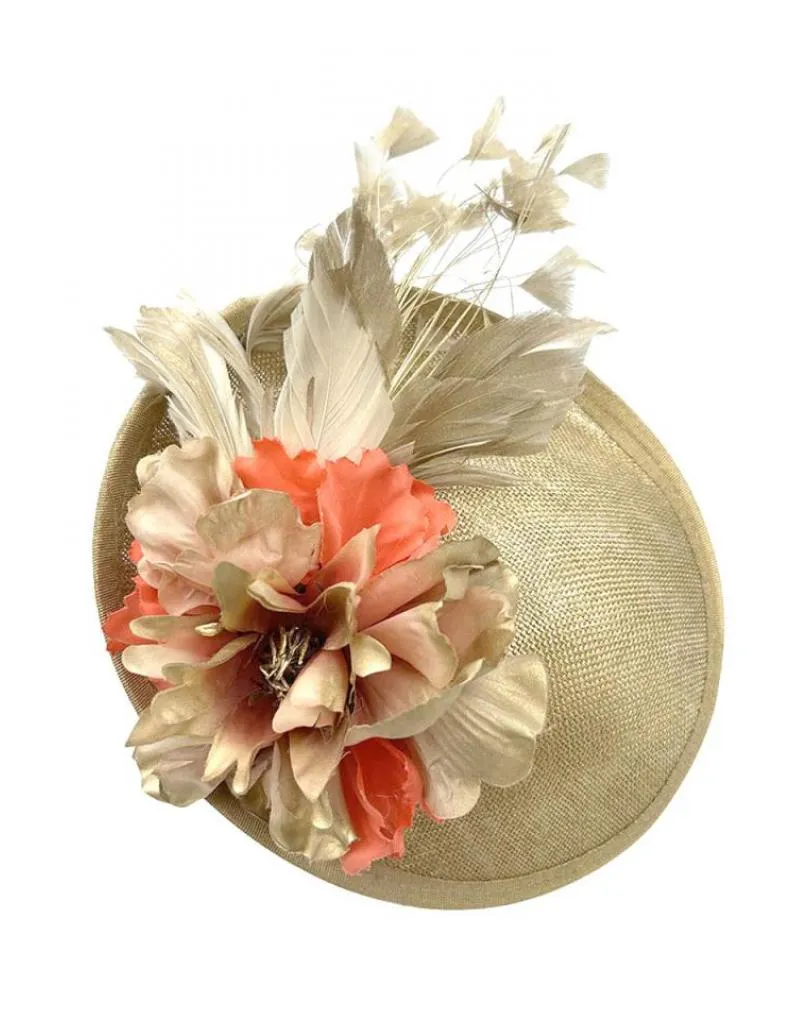 TOCADOS BODA DORADOS DISEÑO ARTESANAL FLORES Y PLUMAS