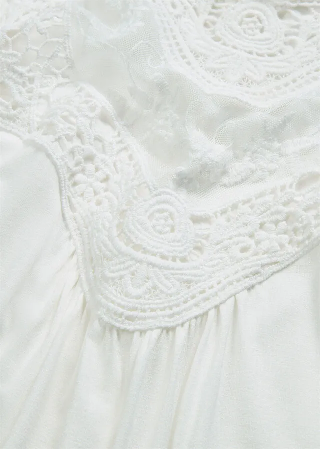 Top con detalle victoriano Blanco lana