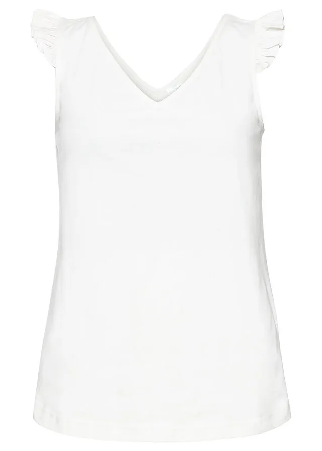 Top con volantes Blanco lana