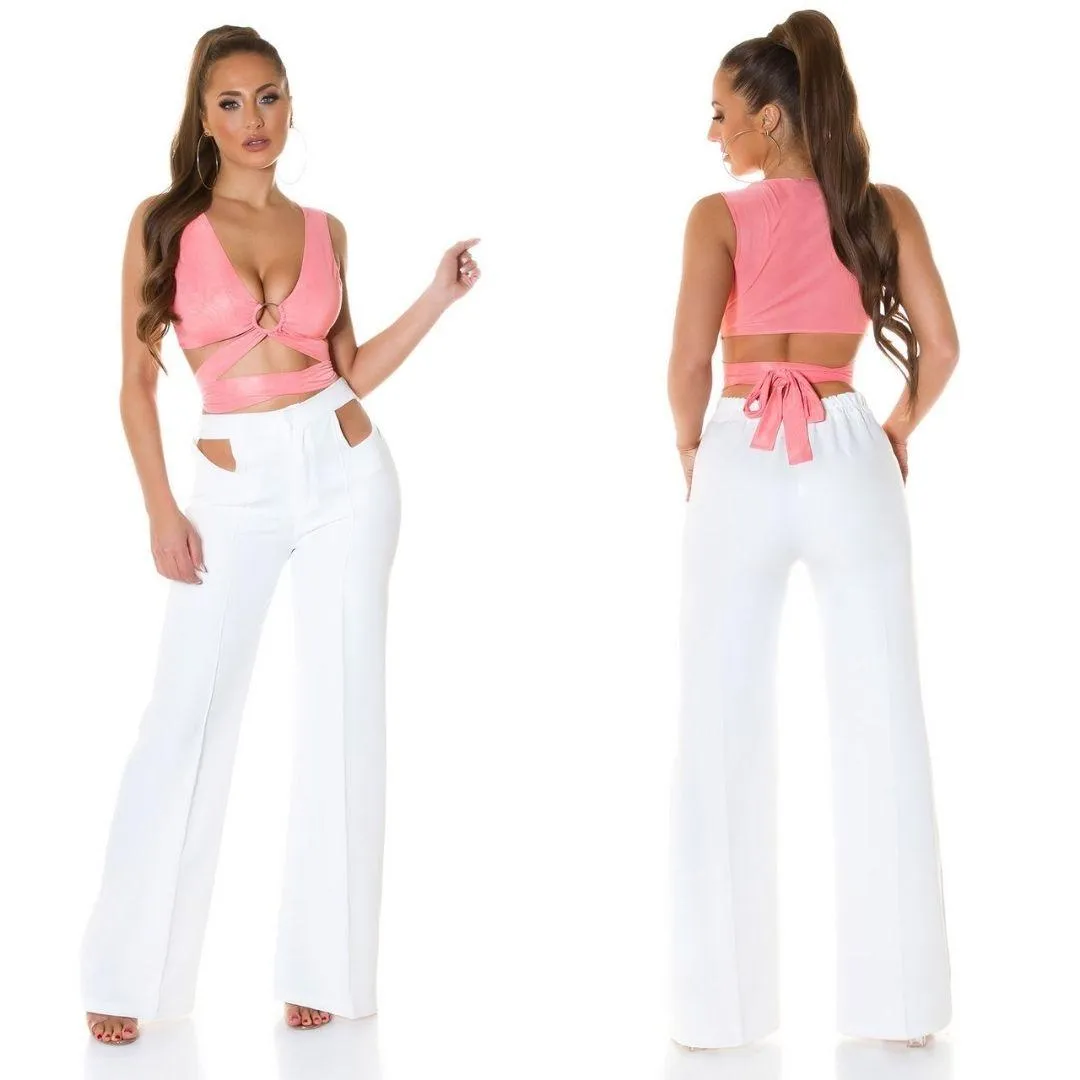 Top crop para atar Coral