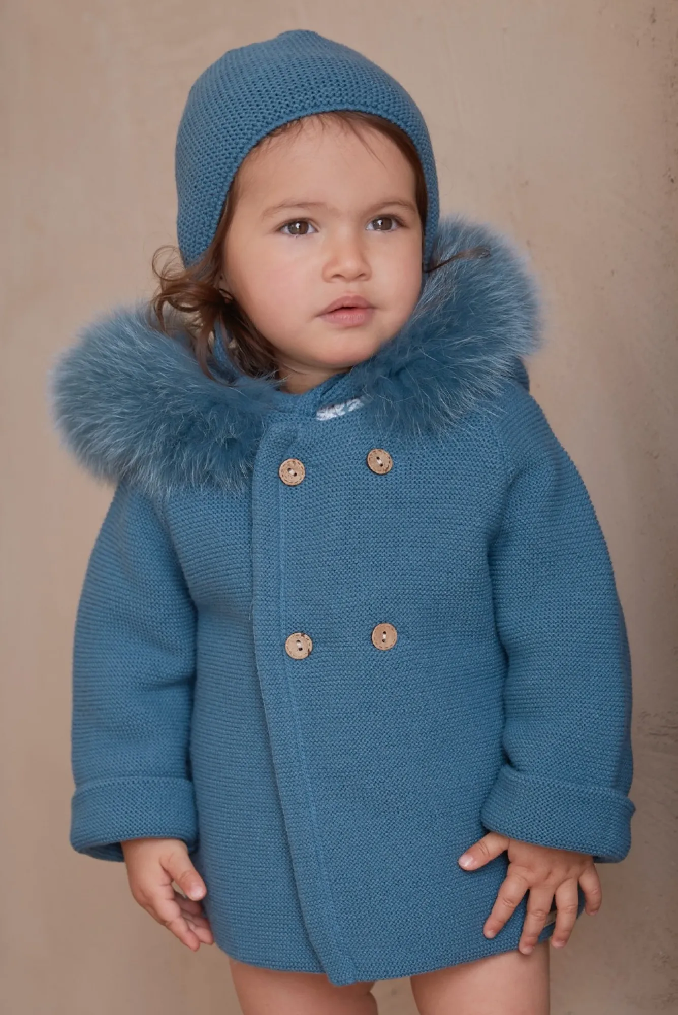 Trenca de punto con pelo natural. Unisex 5 colores