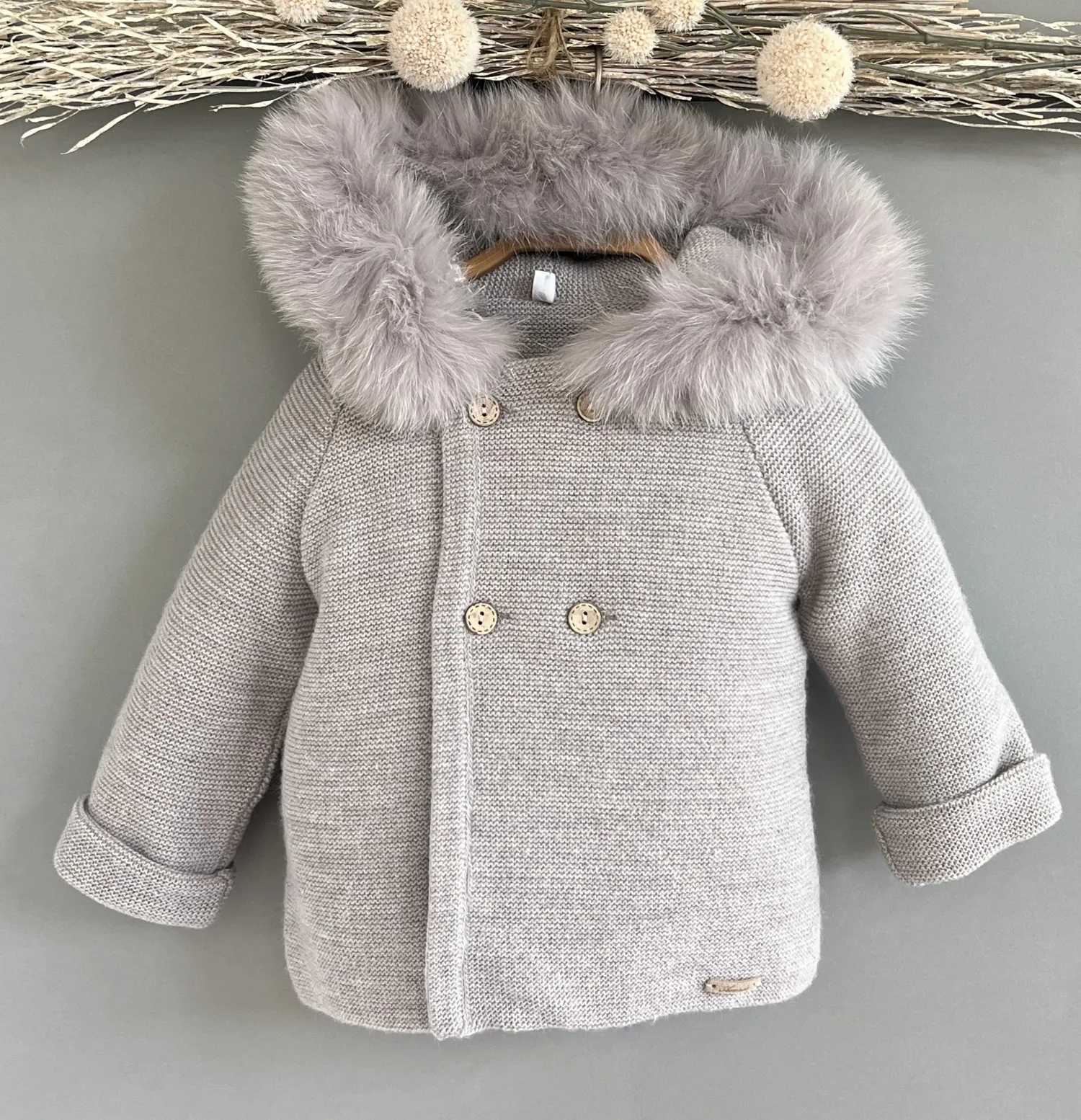 Trenca de punto con pelo natural. Unisex 5 colores