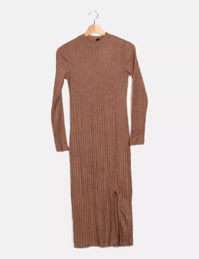 Vero Moda Vestido canalé marrón