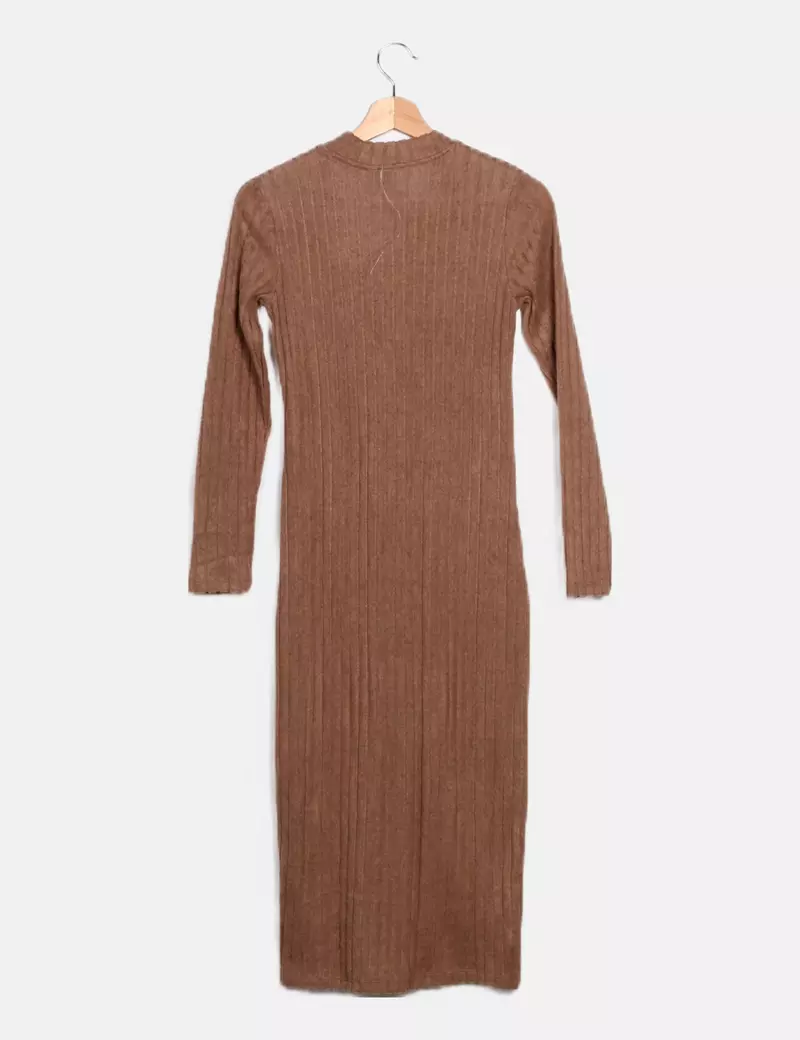 Vero Moda Vestido canalé marrón