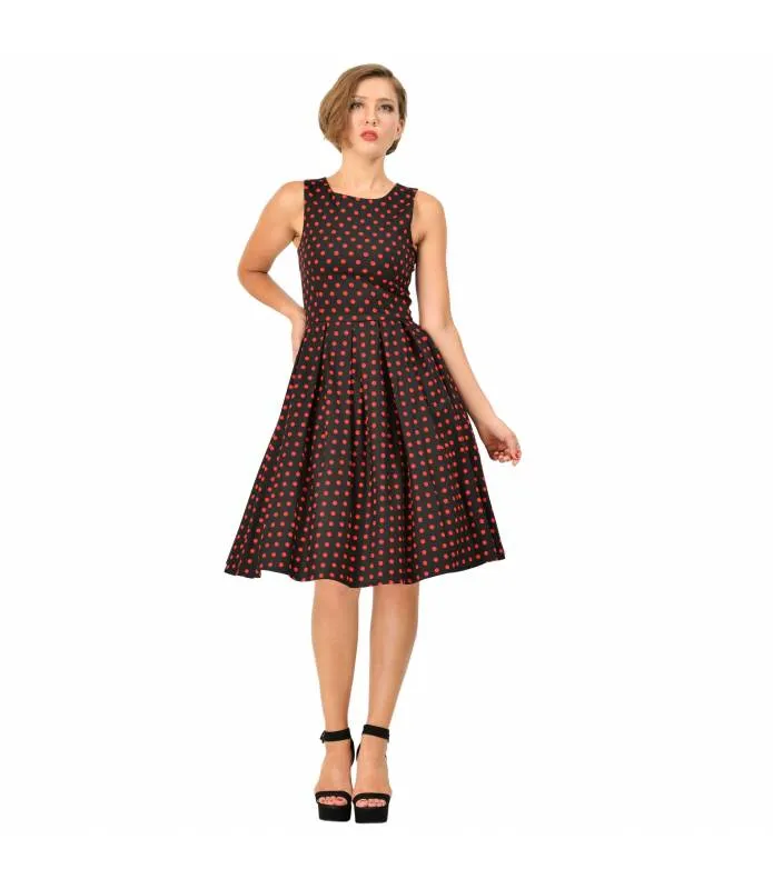 Vestido Annie Retro Negro con Lunares Rojos Dolly & Dotty S905BlRePolk_10