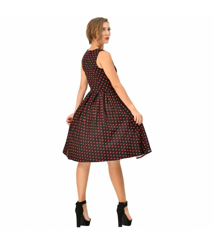 Vestido Annie Retro Negro con Lunares Rojos Dolly & Dotty S905BlRePolk_10