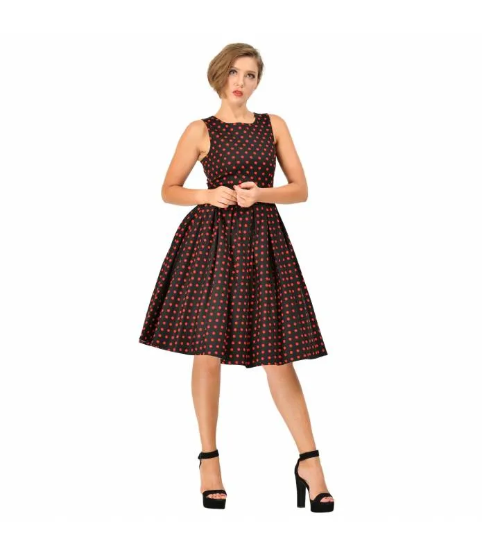 Vestido Annie Retro Negro con Lunares Rojos Dolly & Dotty S905BlRePolk_10