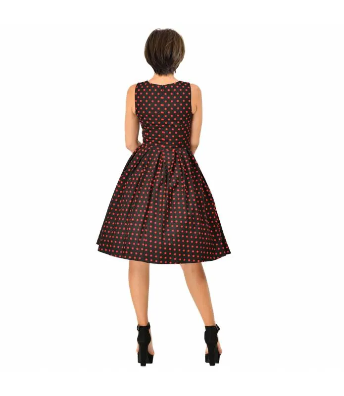 Vestido Annie Retro Negro con Lunares Rojos Dolly & Dotty S905BlRePolk_10