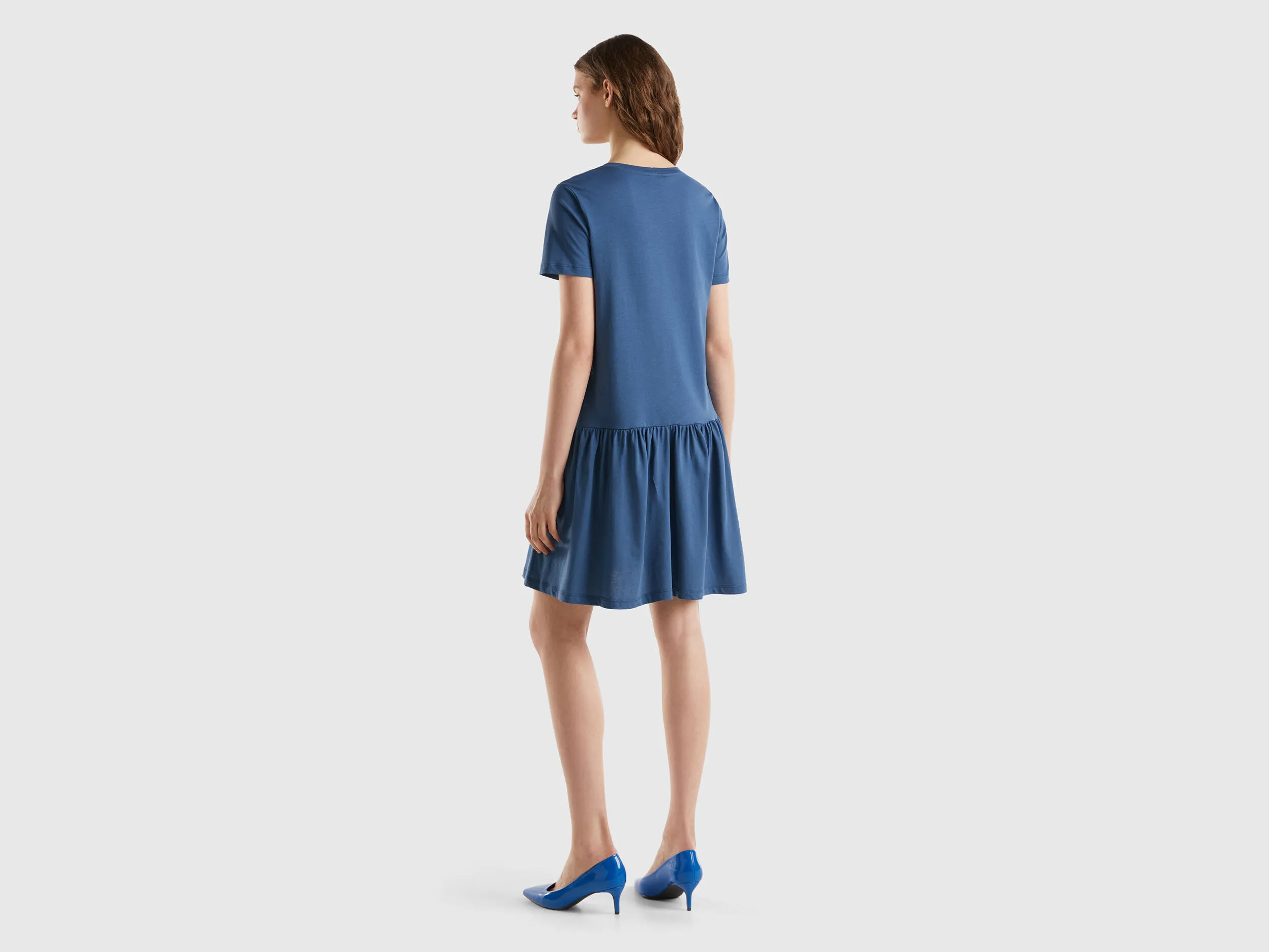Vestido corto de algodón de fibra larga