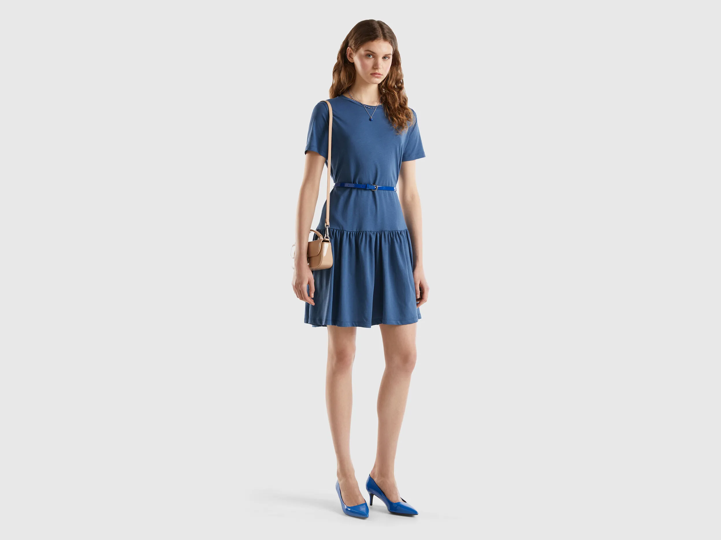 Vestido corto de algodón de fibra larga