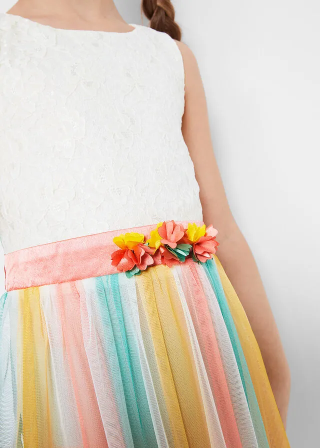 Vestido de fiesta para niñas con degradado Blanco lana