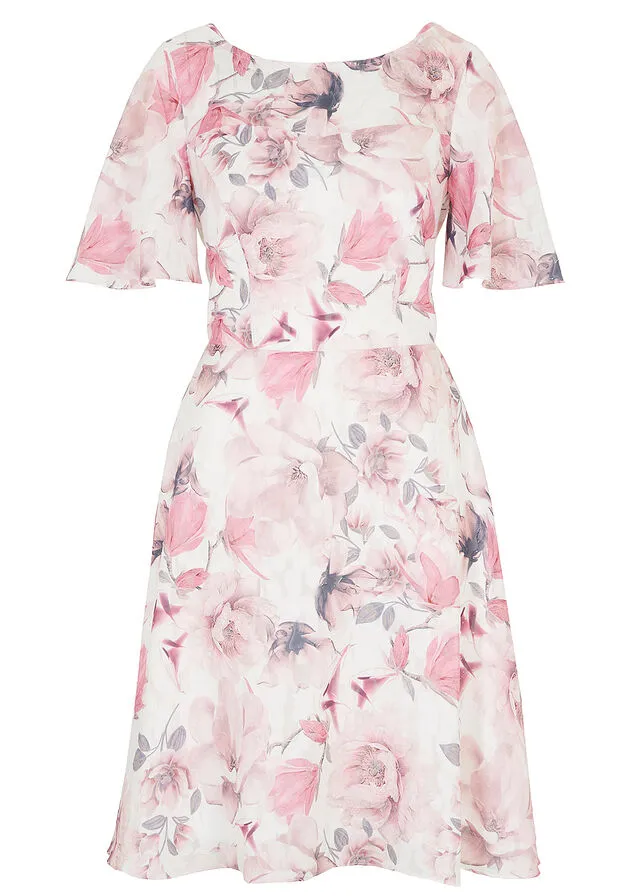 VESTIDO DE GASA CON PATRóN JACQUARD BLANCO LANAROSA PALO DE FLORES
