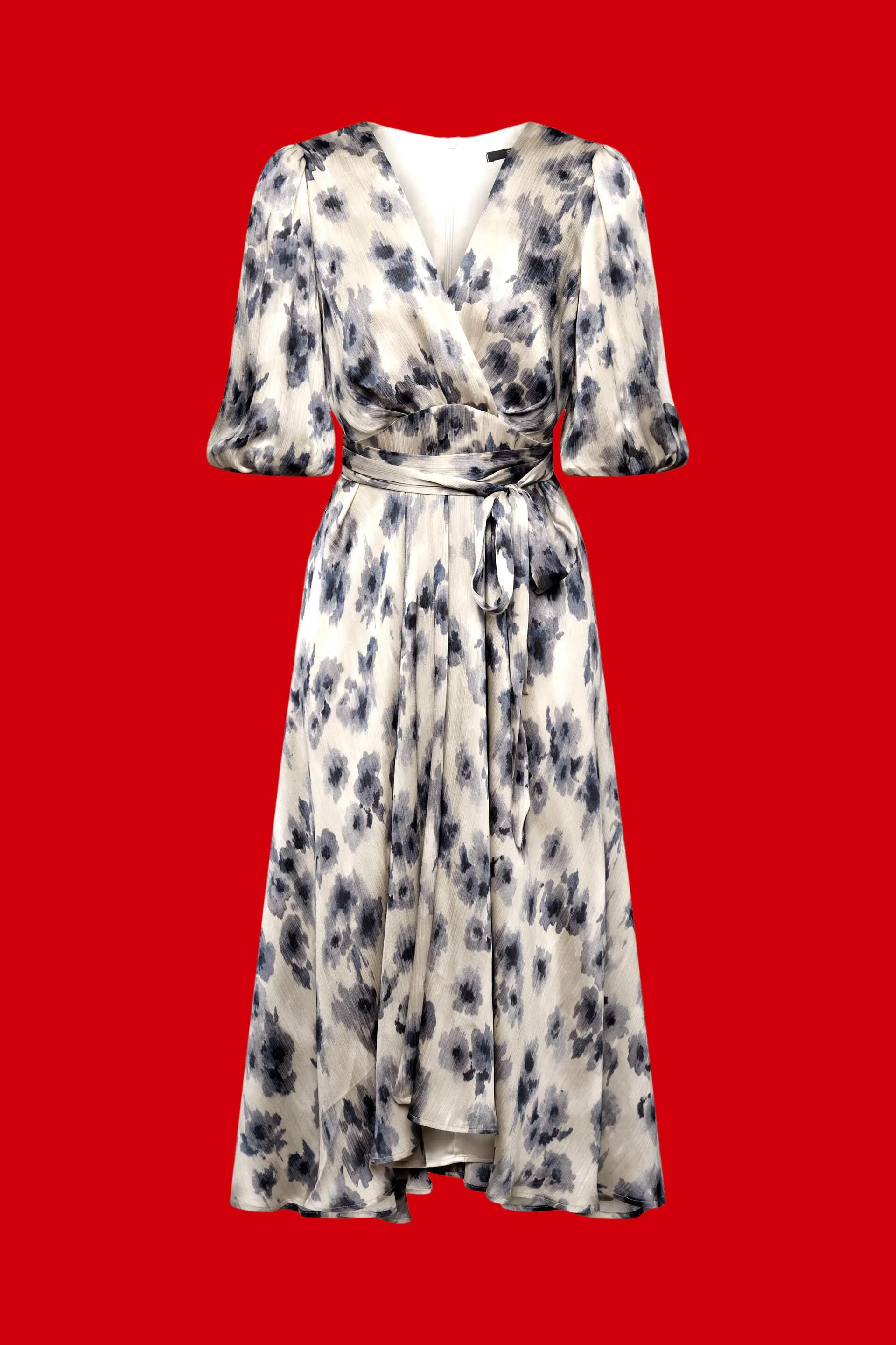 Vestido de mangas abullonadas con estampado floral