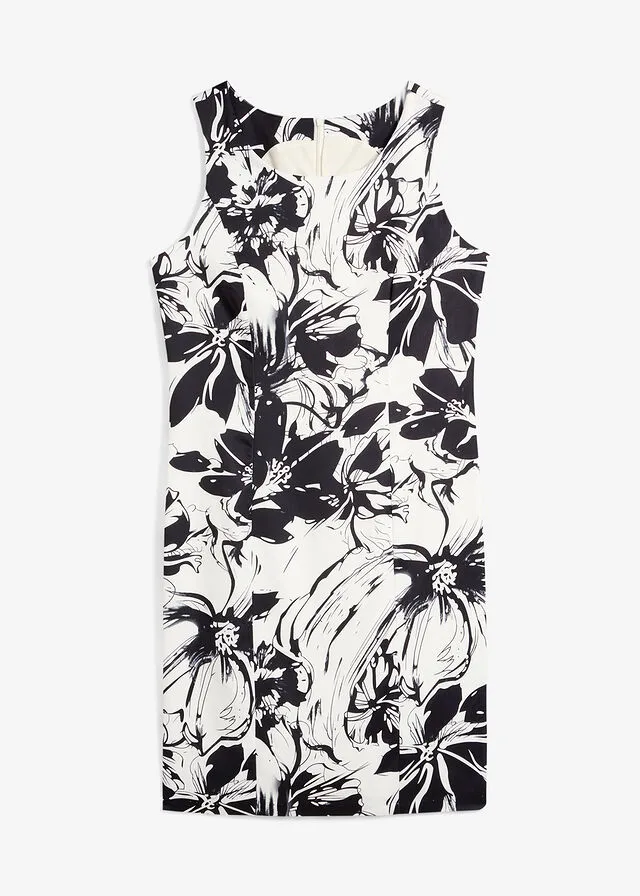 VESTIDO DE TUBO BLANCO LANANEGROGRIS AHUMADO CON FLORES