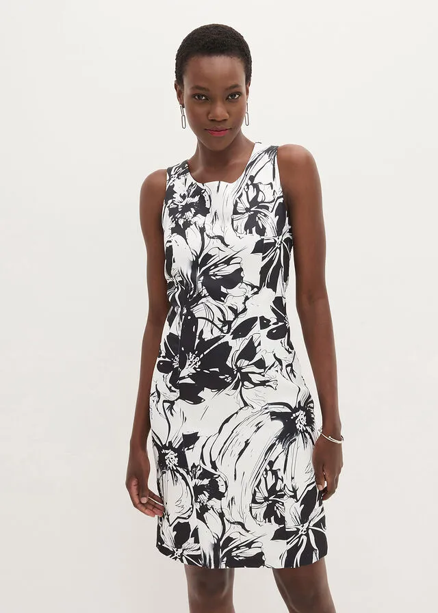 VESTIDO DE TUBO BLANCO LANANEGROGRIS AHUMADO CON FLORES