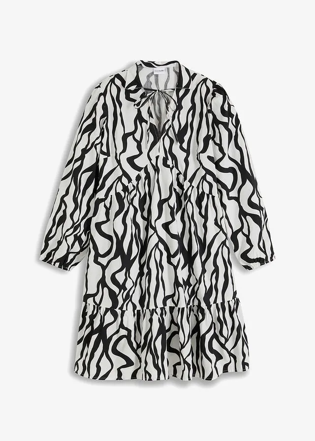 VESTIDO NEGROBLANCO LANA CON ESTAMPADO GRáFICO