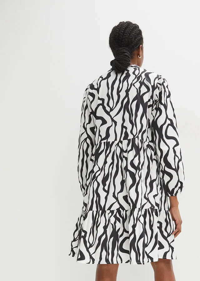 VESTIDO NEGROBLANCO LANA CON ESTAMPADO GRáFICO