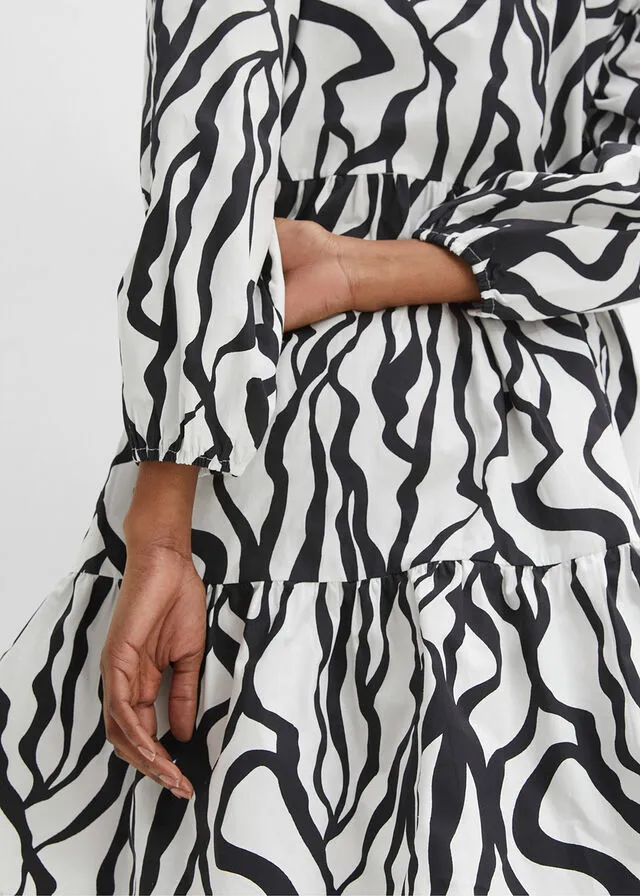 VESTIDO NEGROBLANCO LANA CON ESTAMPADO GRáFICO