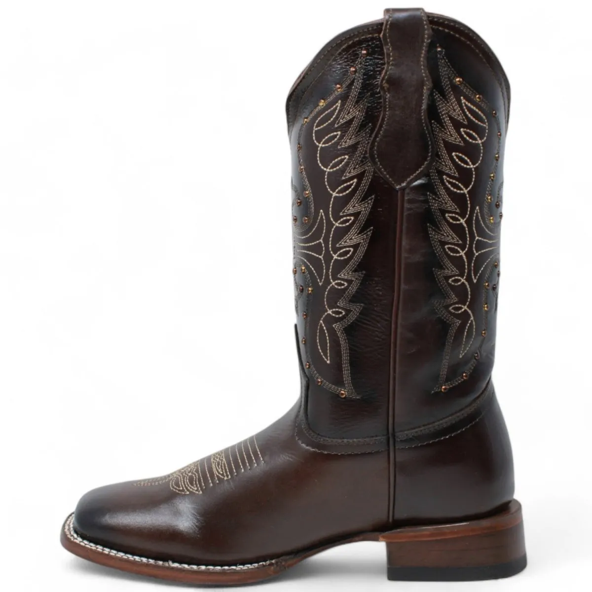 Women's Diana Square Toe Leather Boots Brown