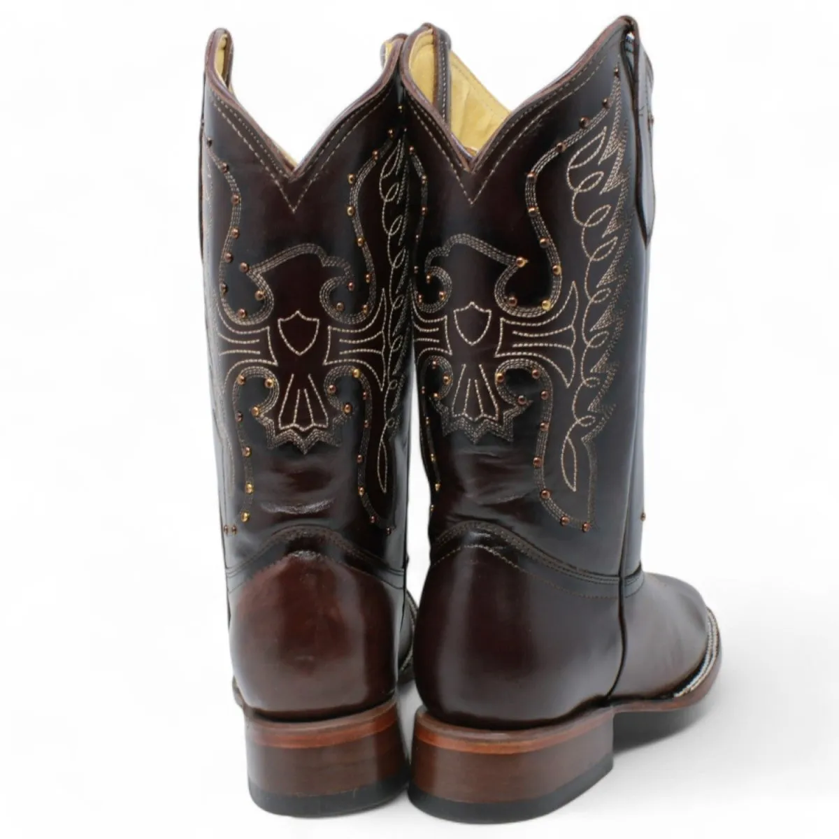 Women's Diana Square Toe Leather Boots Brown