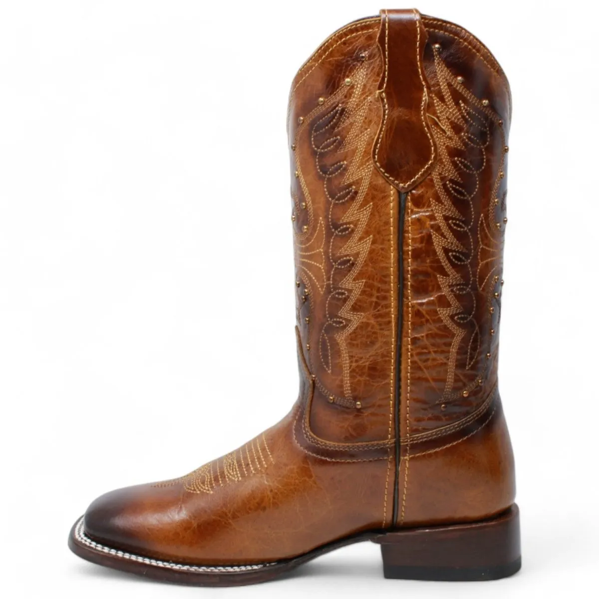 Women's Diana Square Toe Leather Boots Honey