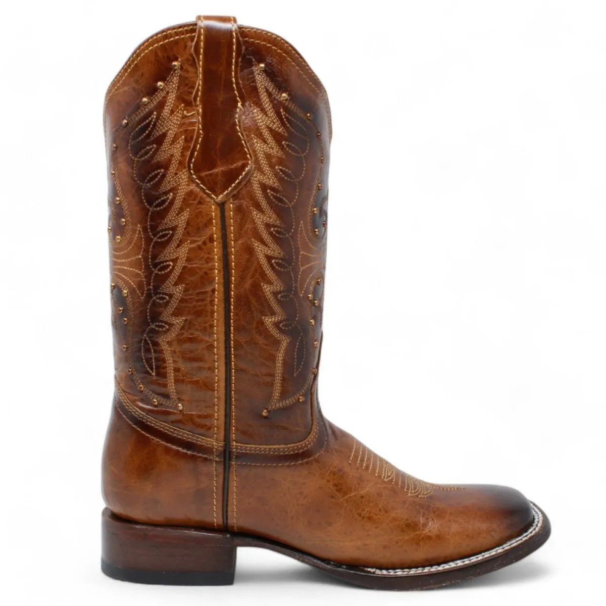 Women's Diana Square Toe Leather Boots Honey
