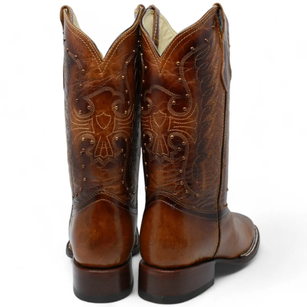 Women's Diana Square Toe Leather Boots Honey