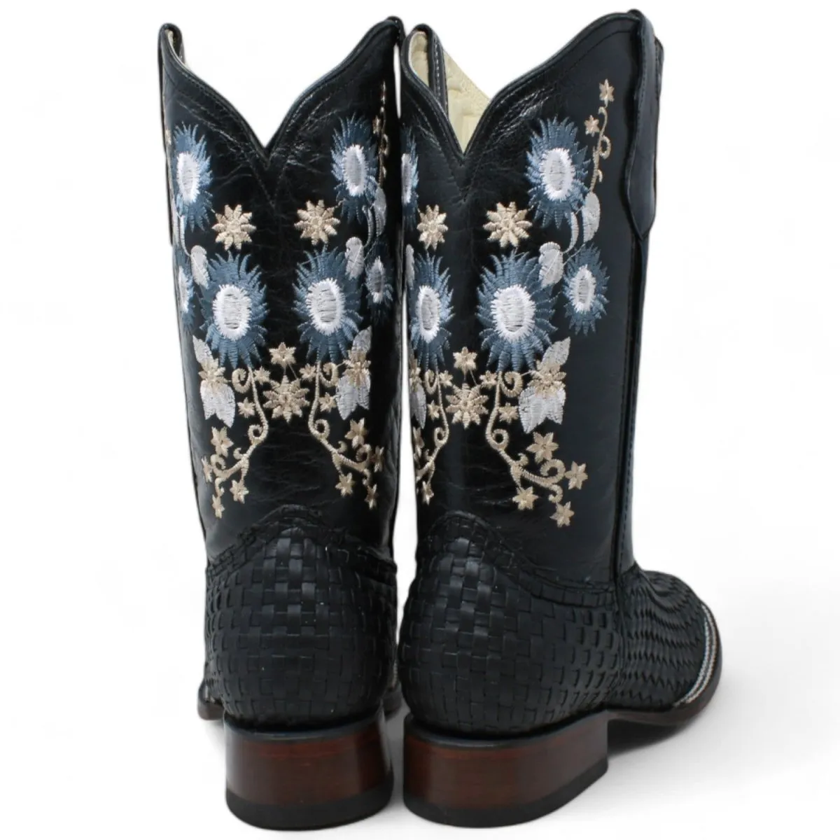 Women's Petatillo Leather Square Toe Boots Black