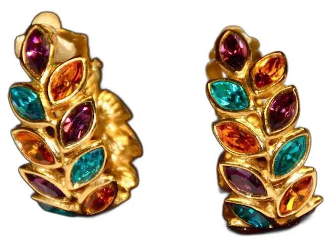 Yves Saint Laurent Magnífico par de pendientes de clip YSL Multicolor 