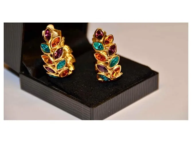 Yves Saint Laurent Magnífico par de pendientes de clip YSL Multicolor 
