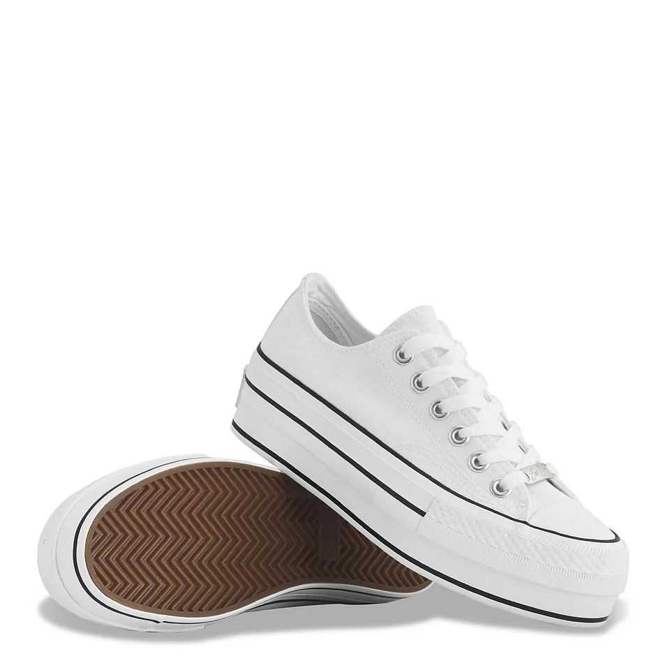Zapatilla Mujer Maxy Retro de Lona Blanca con Plataforma