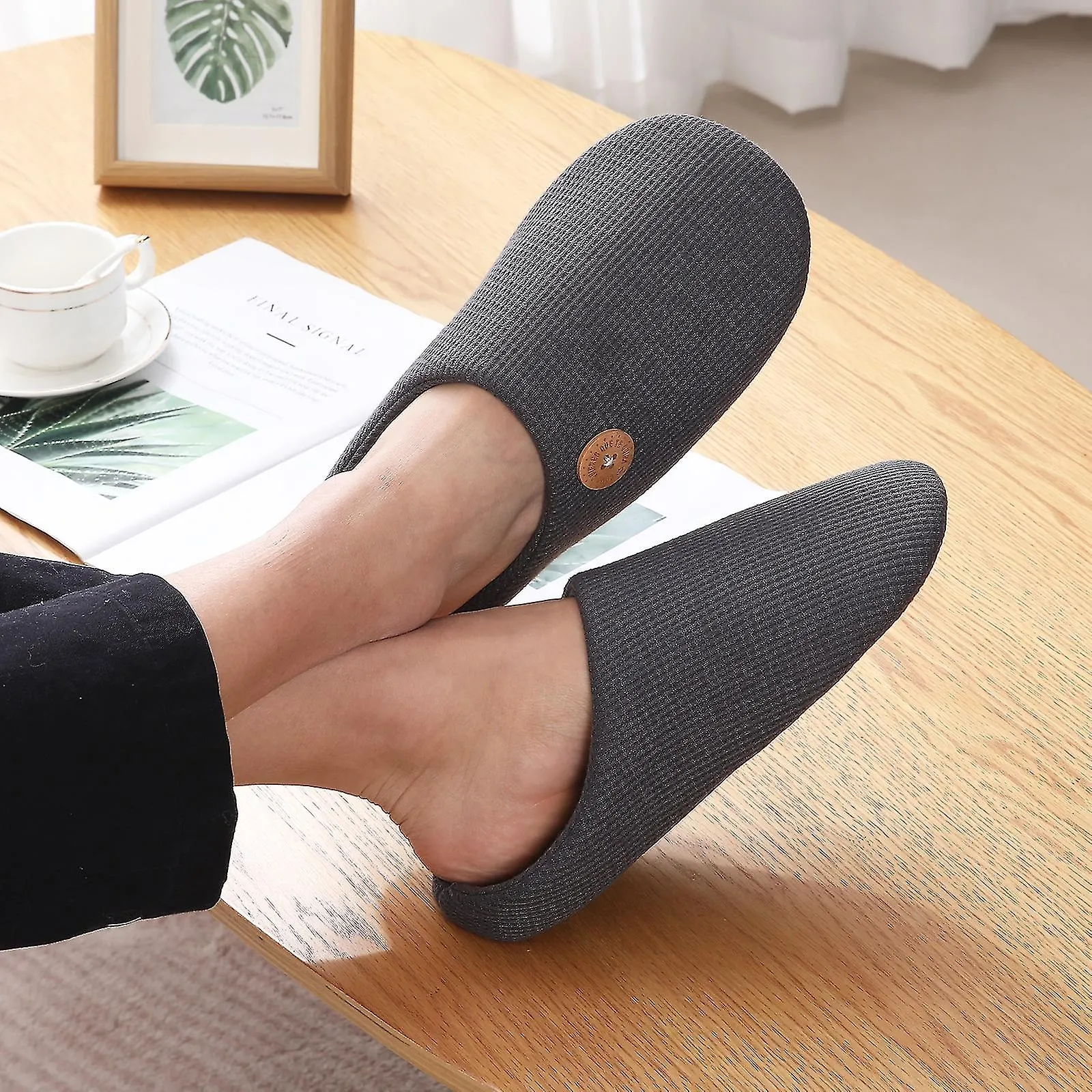 Zapatillas de algodón cálidas de invierno para mujeres Hombres Planos Zapatos suaves y esponjosos Suaves y esponjosos Diapositiv