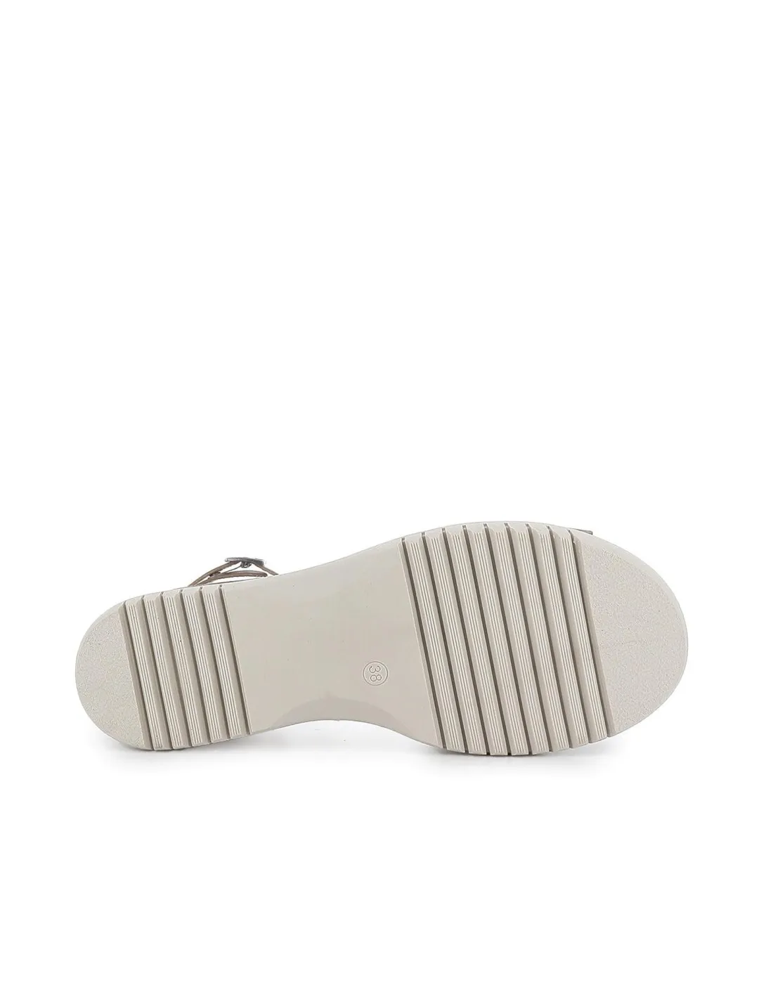 Zapatos con correa cuña piel mujer taupe PORRONET
