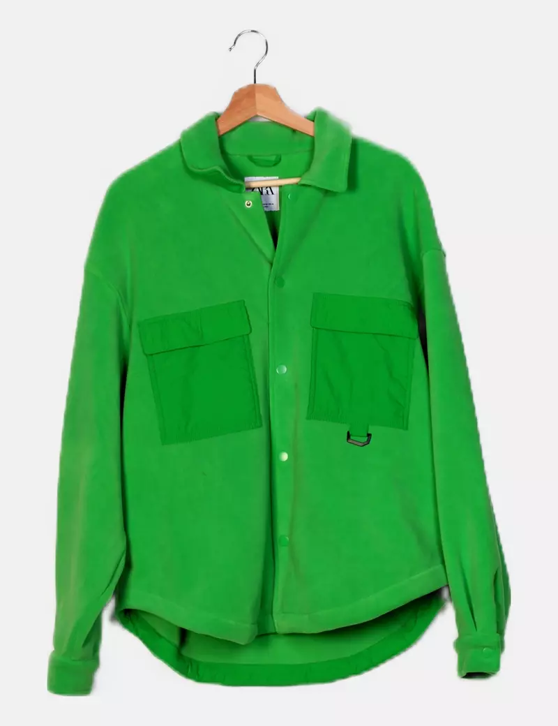 Zara Sobrecamisa verde casual